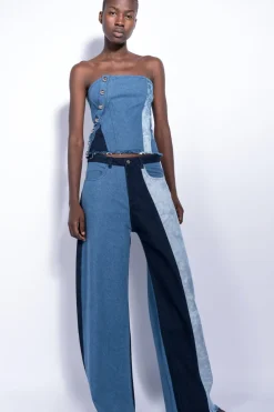 Marques ' Almeida PATCHWORK DENIM BOYFRIEND TROUSERS-Women Bottoms|Denim