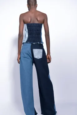 Marques ' Almeida PATCHWORK DENIM BOYFRIEND TROUSERS-Women Bottoms|Denim