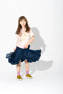 Marques ' Almeida PINK AND BEIGE SPLATTERED LOGO T-SHIRT-Kids Jersey|Tops