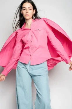 Marques ' Almeida PINK BALLON SLEEVE SHIRT-Women Tops