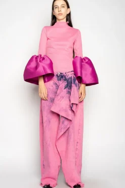 Marques ' Almeida PINK BOYFRIEND TROUSERS WITH BIG BOW-Women Denim|Bottoms