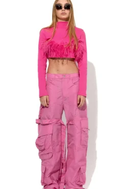 Marques ' Almeida PINK CROPPED FEATHER TOP-Women Tops|Tops