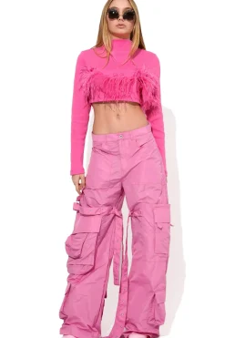 Marques ' Almeida PINK CROPPED FEATHER TOP-Women Tops|Tops
