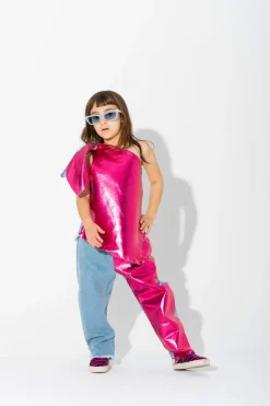 Marques ' Almeida PINK FOIL BAGGY TROUSERS-Kids Bottoms