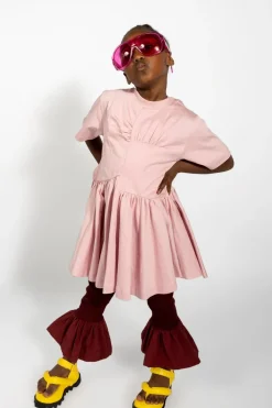 Marques ' Almeida PINK GATHERED JERSEY T-SHIRT DRESS-Kids Jersey|Dresses