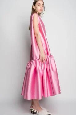 Marques ' Almeida PINK MIDI SLEEVELESS PUFF HEM DRESS-Women Dresses|Dresses
