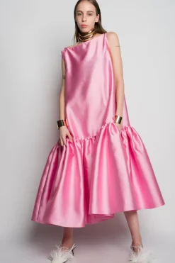 Marques ' Almeida PINK MIDI SLEEVELESS PUFF HEM DRESS-Women Dresses|Dresses