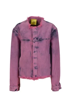 Marques ' Almeida PINK OVERDYED LOOSE COLLARLESS JACKET-Kids Outerwear