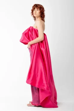 Marques ' Almeida PINK PLEATED STRAPLESS TOP WITH LONG BACK-Women Tops|Tops