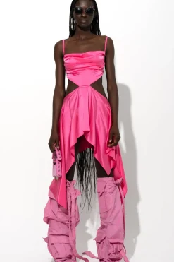 Marques ' Almeida PINK SILK CUT OUT DRESS WITH OPEN BACK-Women Dresses|Dresses