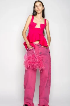 Marques ' Almeida PINK STRAP CORSET WITH WAIST FLOUNCE-Women Tops|Tops