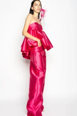 Marques ' Almeida PINK STRAPLESS PEPLUM TOP-Women Tops|Tops