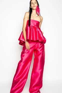 Marques ' Almeida PINK STRAPLESS PEPLUM TOP-Women Tops|Tops