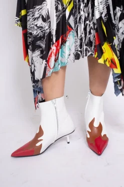 Marques ' Almeida POINTY KITTEN HEEL FLAME BOOTS IN WHITE- Shoes