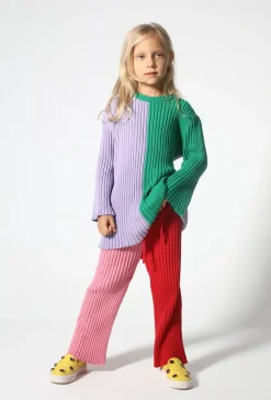Marques ' Almeida RED AND PINK COTTON KNIT TROUSERS-Kids Bottoms|Knitwear