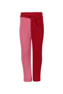 Marques ' Almeida RED AND PINK COTTON KNIT TROUSERS-Kids Bottoms|Knitwear