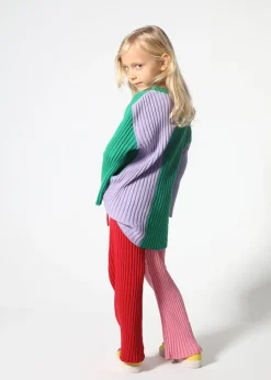 Marques ' Almeida RED AND PINK COTTON KNIT TROUSERS-Kids Bottoms|Knitwear