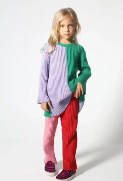 Marques ' Almeida RED AND PINK COTTON KNIT TROUSERS-Kids Bottoms|Knitwear
