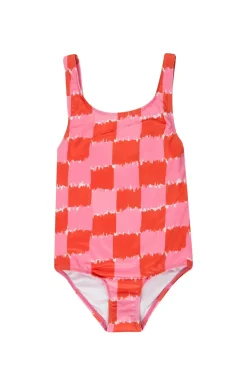 Marques ' Almeida RED AND PINK GINGHAM SWIMSUIT-Kids Swimwear