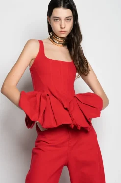 Marques ' Almeida CORSET WITH PLEATED HIP PANELS-Women Tops|Denim
