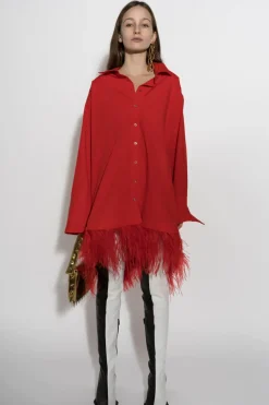Marques ' Almeida FEATHER HEM SHIRT DRESS-Women Dresses|Tops
