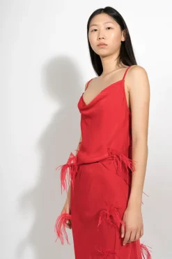 Marques ' Almeida SLIP TOP WITH FEATHERS-Women Tops