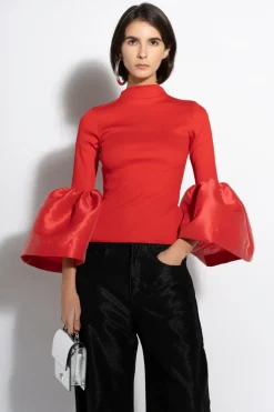 Marques ' Almeida TURTLENECK PUFF SLEEVE TOP-Women Tops