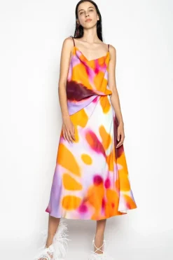 Marques ' Almeida SLIP PRINTED SATIN SKIRT-Women Bottoms|Bottoms