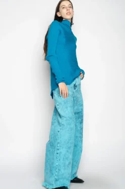 Marques ' Almeida TURQUOISE DRAPED JUMPER IN MERINO KNIT-Women Knitwear|Tops