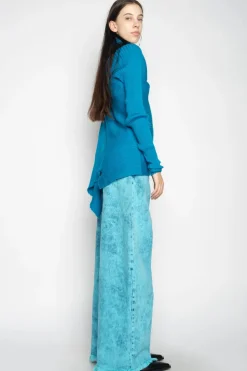 Marques ' Almeida TURQUOISE DRAPED JUMPER IN MERINO KNIT-Women Knitwear|Tops