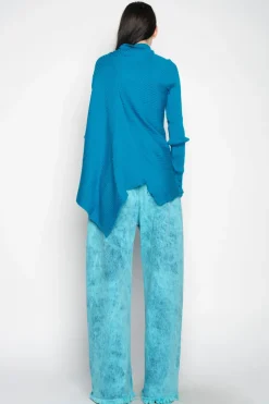 Marques ' Almeida TURQUOISE DRAPED JUMPER IN MERINO KNIT-Women Knitwear|Tops