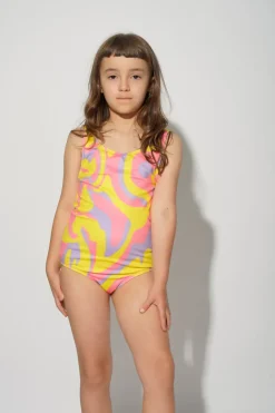 Marques ' Almeida WAVY PRINT SWIMSUIT-Kids Swimwear