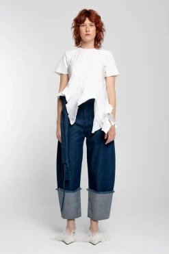 Marques ' Almeida CAP SLEEVE PLISSE T-SHIRT-Women Tops|Tops