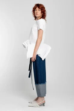 Marques ' Almeida CAP SLEEVE PLISSE T-SHIRT-Women Tops|Tops