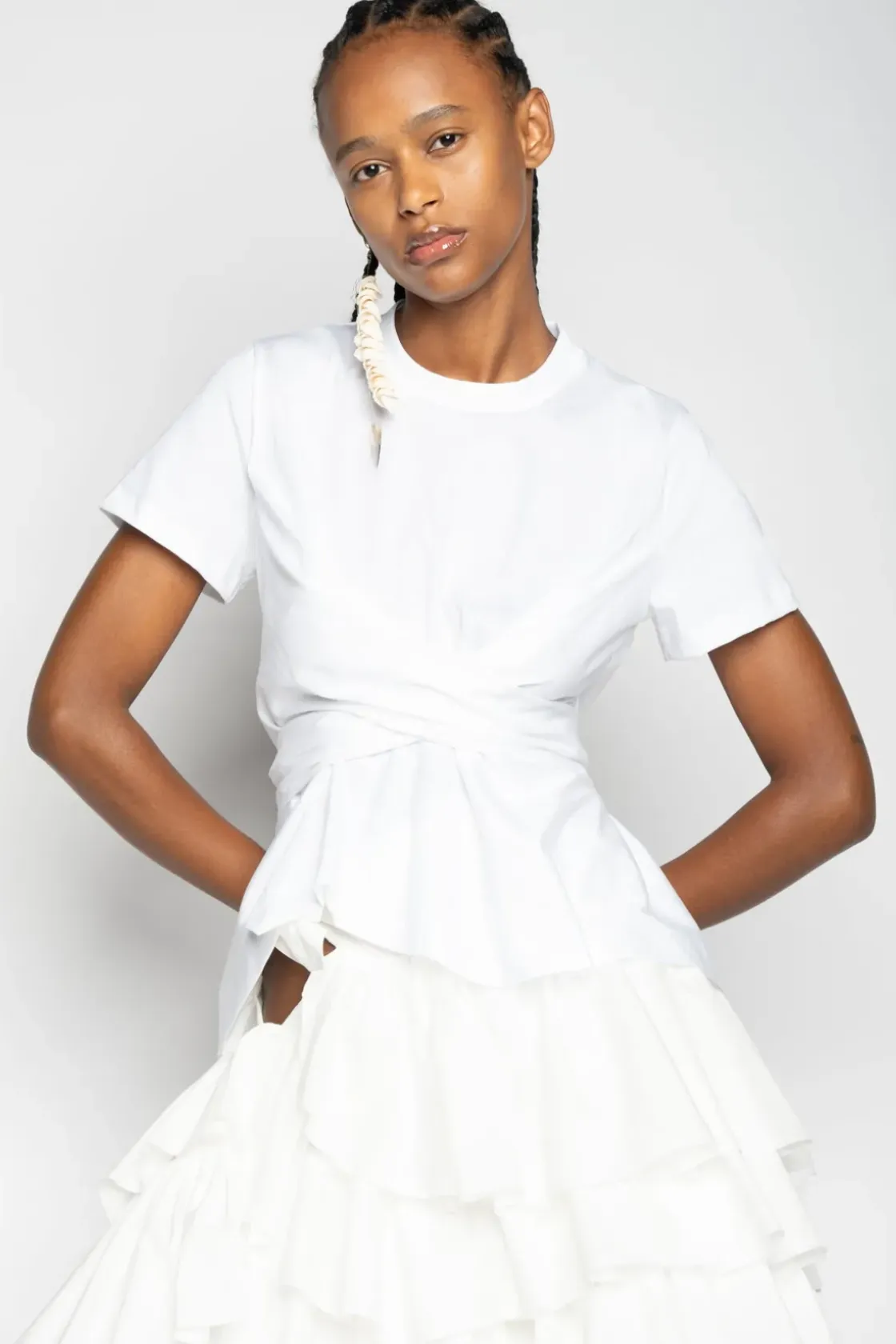 Marques ' Almeida CROSS WAIST DRAPE T-SHIRT-Women Tops|Tops