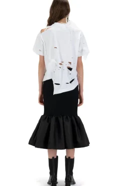 Marques ' Almeida DISTRESSED T-SHIRT WITH FEATHERS-Women Tops|Tops