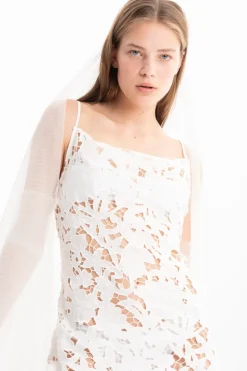 Marques ' Almeida EMBROIDERED STRAP DRESS WITH PEPLUM-Women Bridal|Dresses
