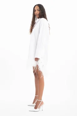 Marques ' Almeida FEATHER HEM SHIRT DRESS-Women Bridal|Tops