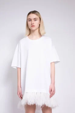Marques ' Almeida FEATHER HEM T-SHIRT DRESS-Women Tops|Dresses