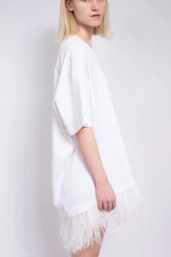 Marques ' Almeida FEATHER HEM T-SHIRT DRESS-Women Tops|Dresses