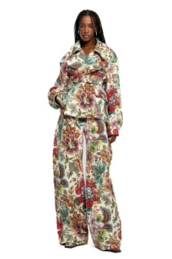 Marques ' Almeida WHITE FLORAL BROCADE CROPPED TRENCH COAT STYLE JACKET-Women Outerwear