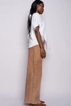 Marques ' Almeida LINED DISTRESSED T-SHIRT WITH FEATHERS-Women Tops|Tops