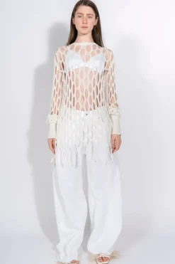 Marques ' Almeida NET LONG SLEEVE TOP-Women Knitwear|Tops