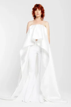 Marques ' Almeida PLEATED STRAPLESS TRAIN TOP- Bridal