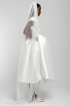 Marques ' Almeida V NECK CINCHED PLEATED MIDI DRESS- Bridal