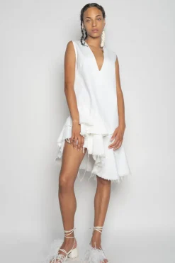 Marques ' Almeida V-NECK FRILL DRESS-Women Dresses|Dresses