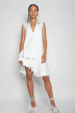 Marques ' Almeida V-NECK FRILL DRESS-Women Dresses|Dresses