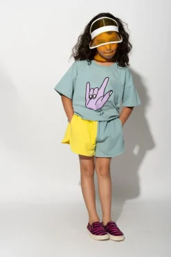 Marques ' Almeida YELLOW AND TURQUOISE SHORTS-Kids Bottoms