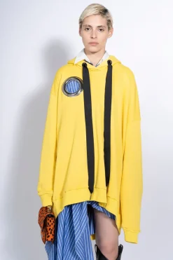 Marques ' Almeida ASYMMETRIC HOODIE WITH BIG EYELET-Women Tops